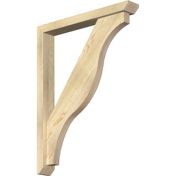 Ekena Millwork Funston Slat Rough Sawn Bracket w/ Offset Brace, Douglas Fir, 4"W x 28"D x 36"H BKT0402X28X36FST06RDF - main